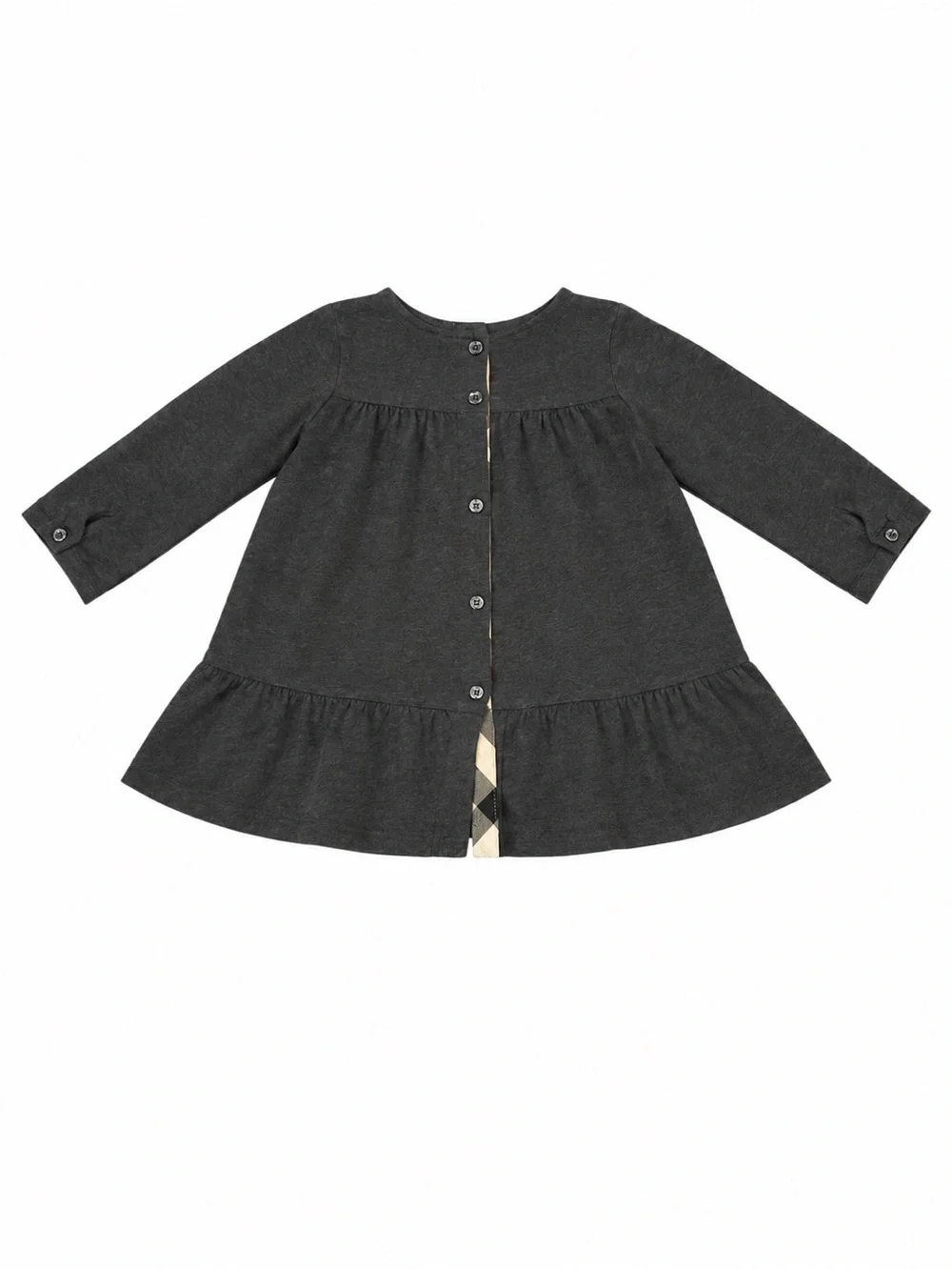 Burberry London Baby Button Up Iconic Nova Check Ruffle Long Sleeve Dress